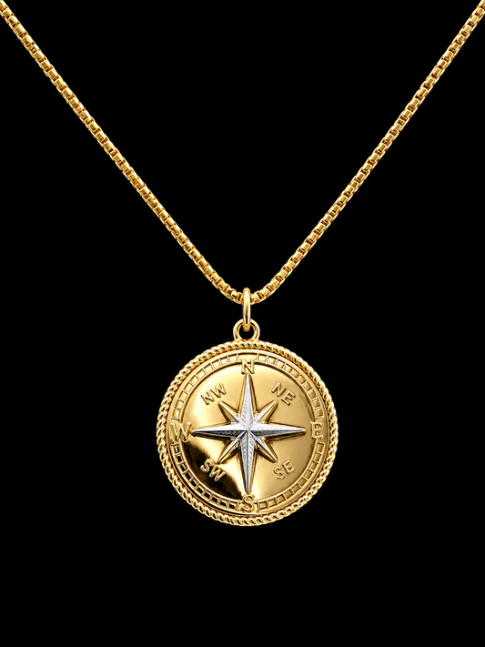 Compass Medallion Necklace - w/ Chain