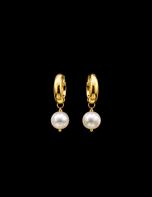 Pearl and Gold hoop earrings