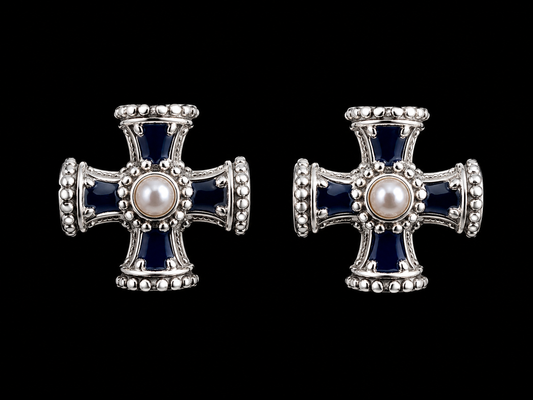 Heirloom Pearl Cross Earrings