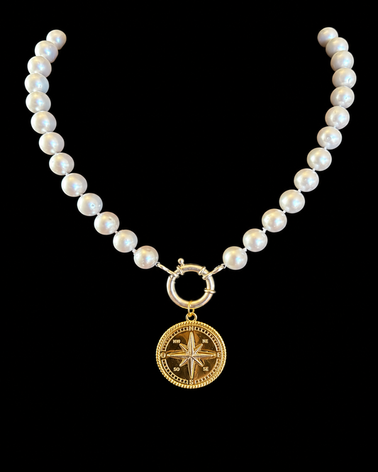 The Heirloom Compass Pearl Necklace