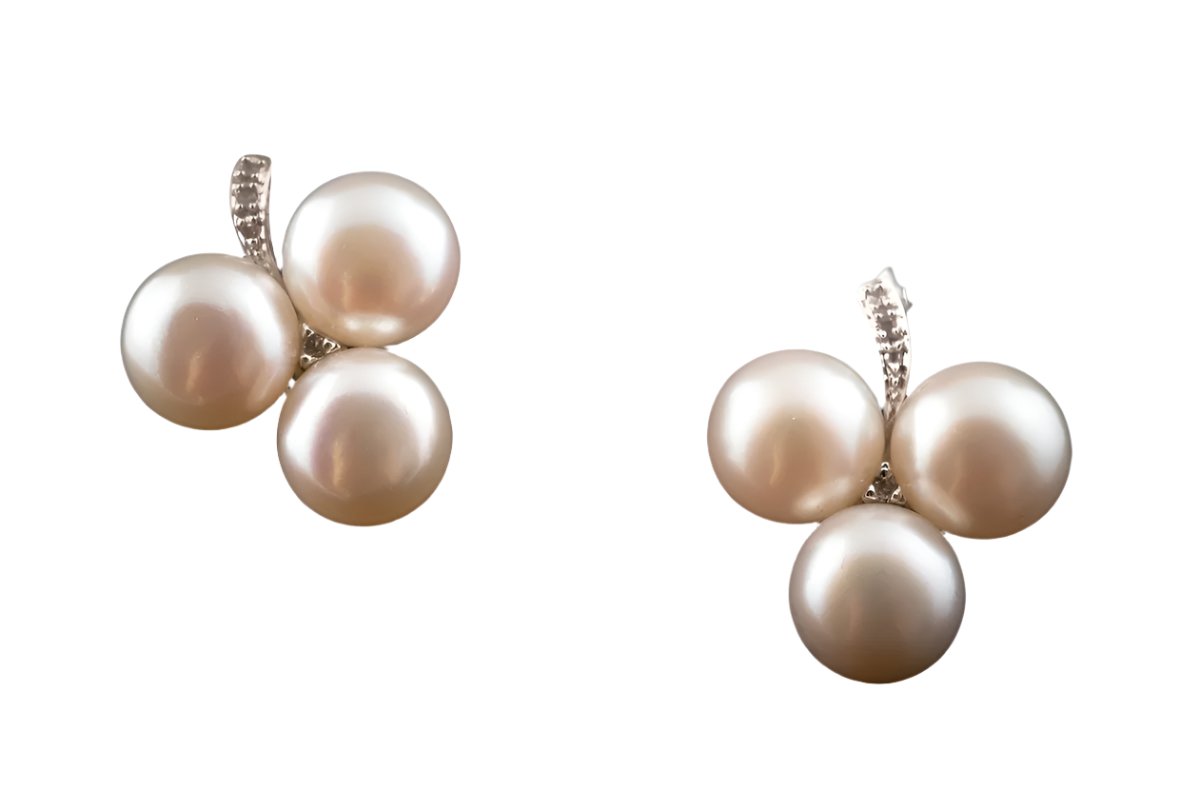 9mm Pearl and Diamond Earrings