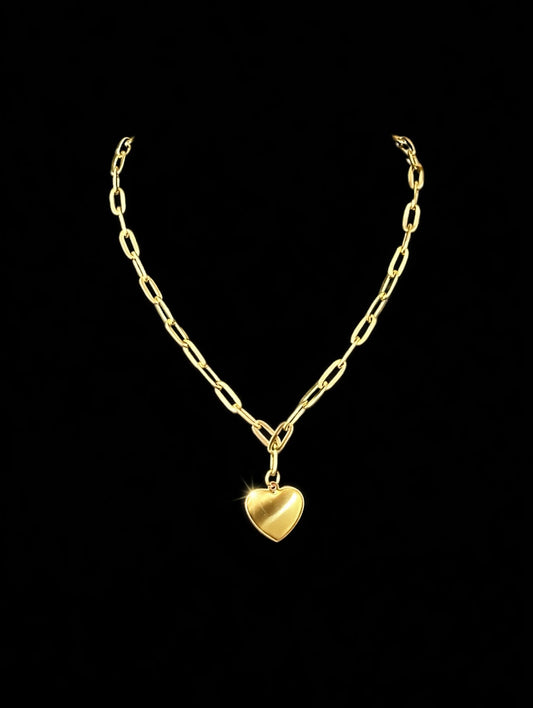 Italian Radiance Paper Link Necklace with Heart