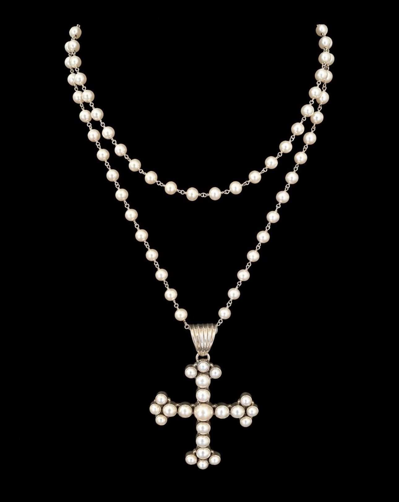 Josephine Heirloom Pearl Cross Necklace