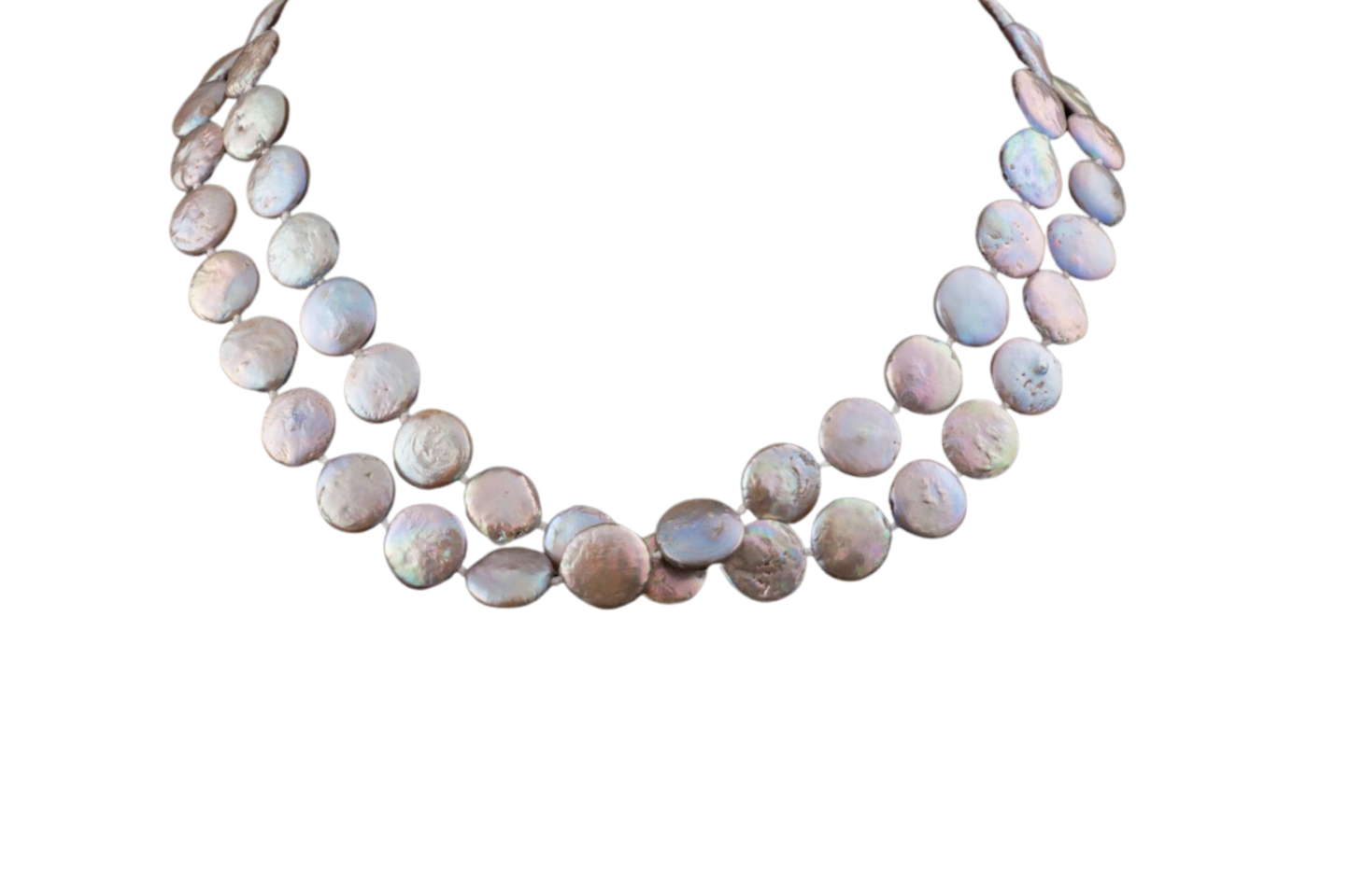 Grey Petite Pearl Coin Necklace