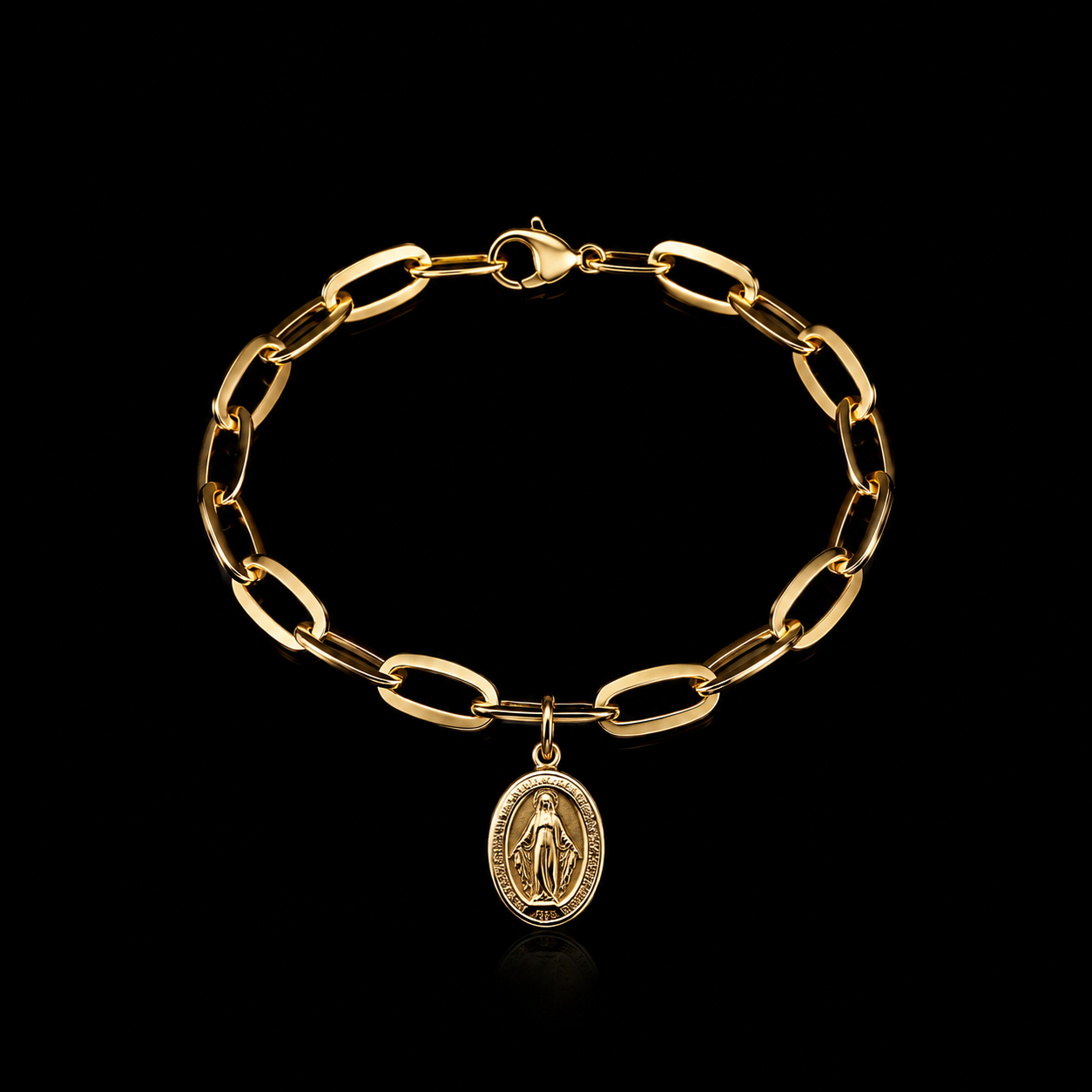 Mary Medallion Paperlink Chain Bracelet