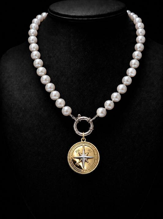 The Heirloom Compass Pearl Necklace