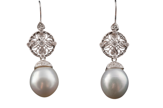 South Sea Pearl and Diamond Earring