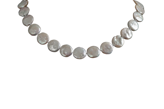 White Pearl Coin Necklace