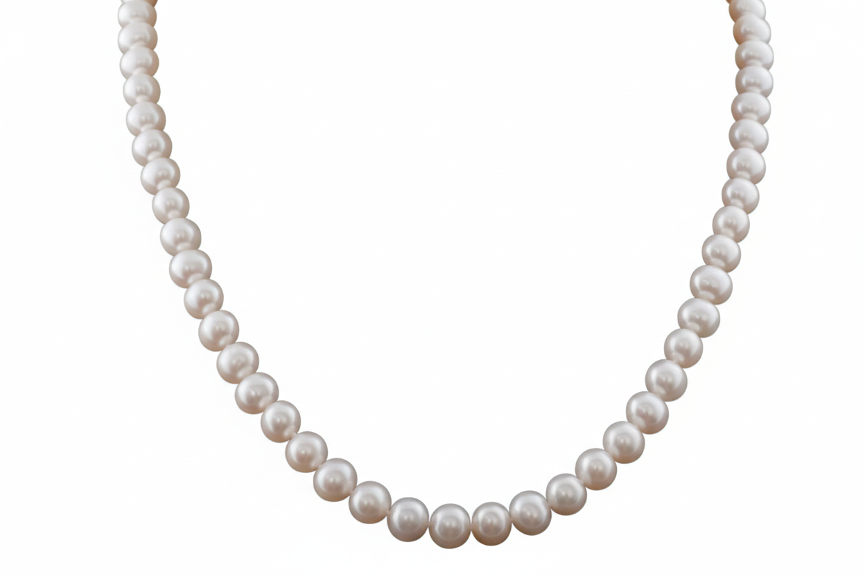 Freshwater Pearl Necklace - White Background