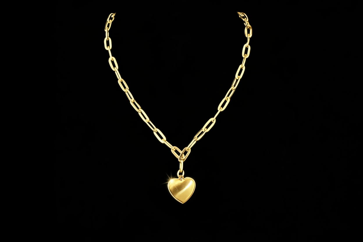 Italian Paper Link Necklace - Black Background