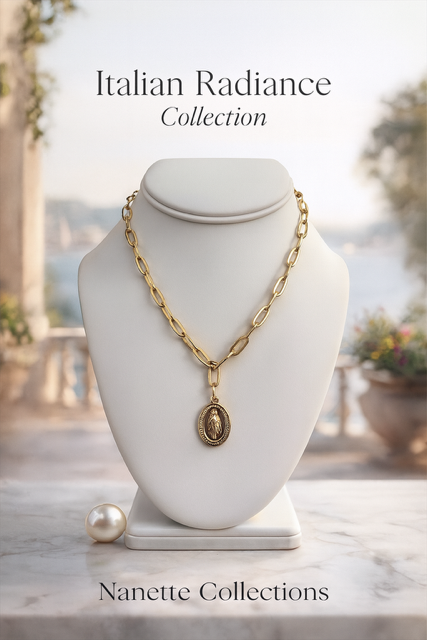 Mary Medallion Paper Link Chain Necklace 20 inch